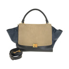 Celine Trapeze Navy Beige Gold Leather 2-Way Shoulder Bag