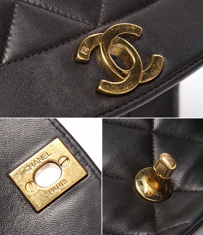Chanel Chain Shoulder Bag Quilted Gold Lambskin Single