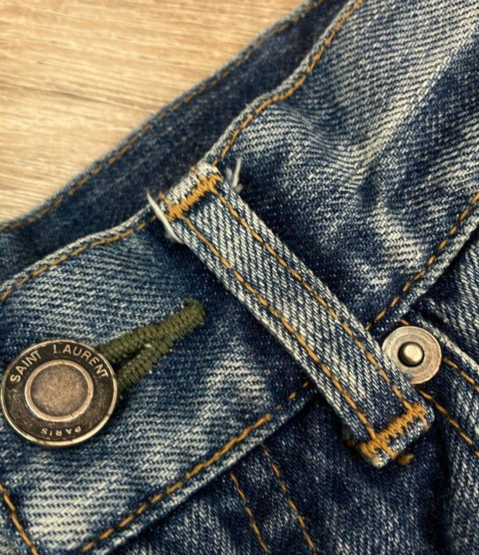 Saint Laurent Denim Pants Distressed Crop 24