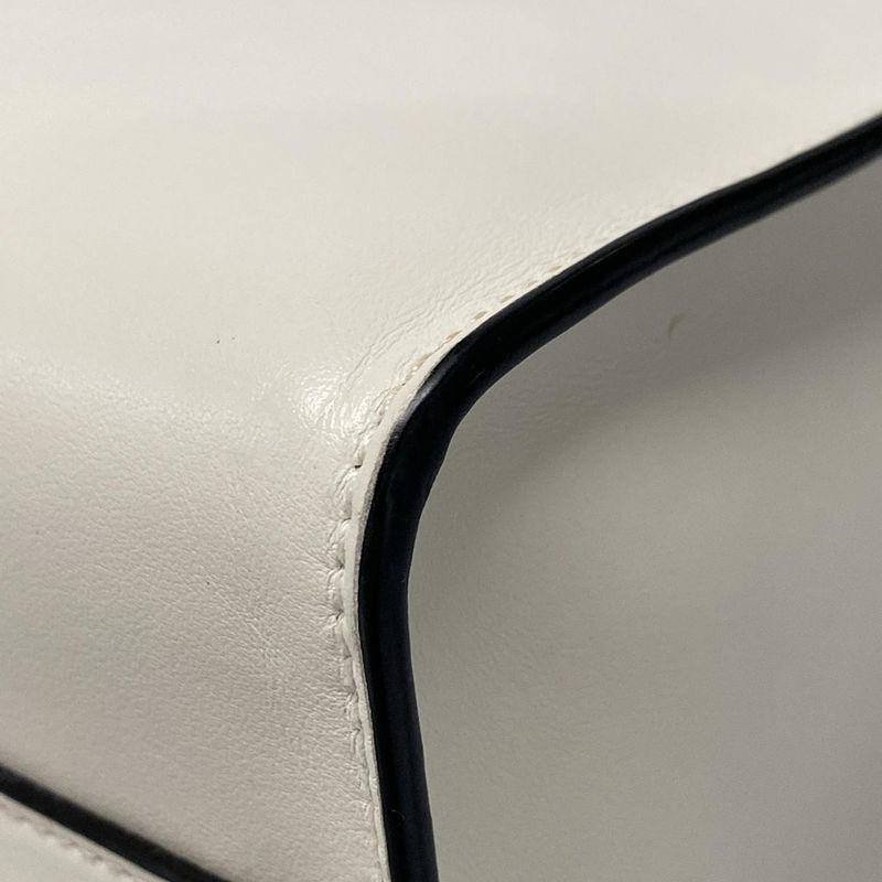 Prada Tote White Embossed Triangle Logo Leather