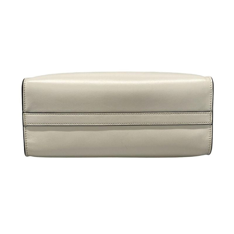 Prada Tote White Embossed Triangle Logo Leather