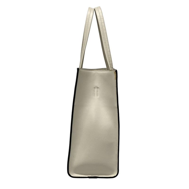 Prada Tote White Embossed Triangle Logo Leather