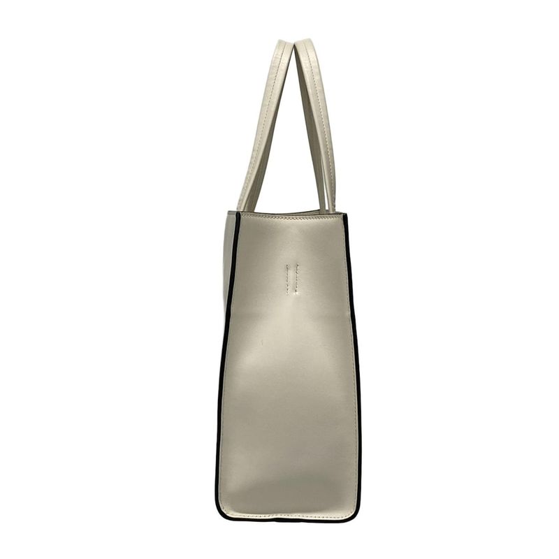 Prada Tote White Embossed Triangle Logo Leather