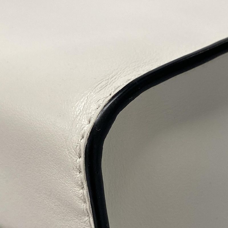 Prada Tote White Embossed Triangle Logo Leather