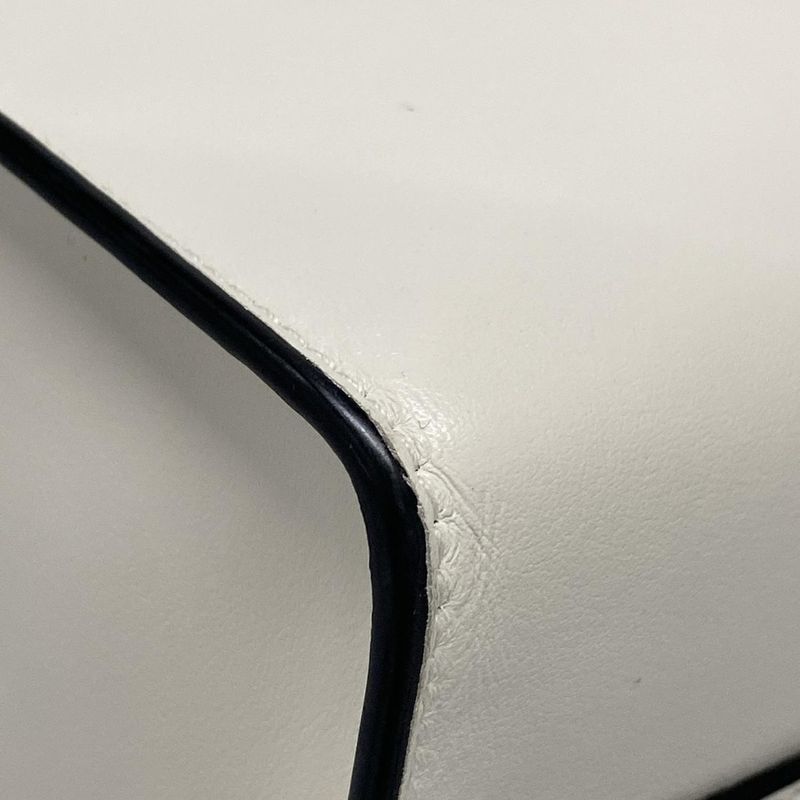 Prada Tote White Embossed Triangle Logo Leather