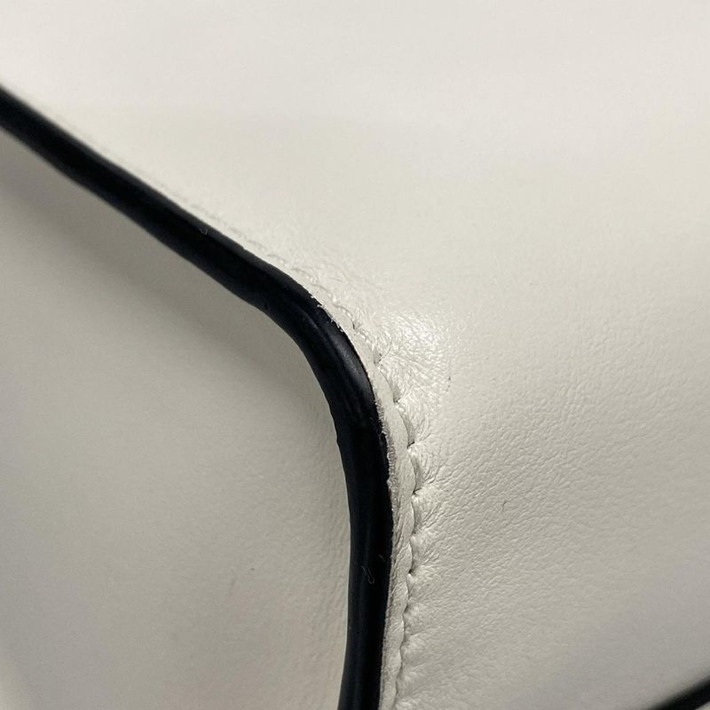 Prada Tote White Embossed Triangle Logo Leather