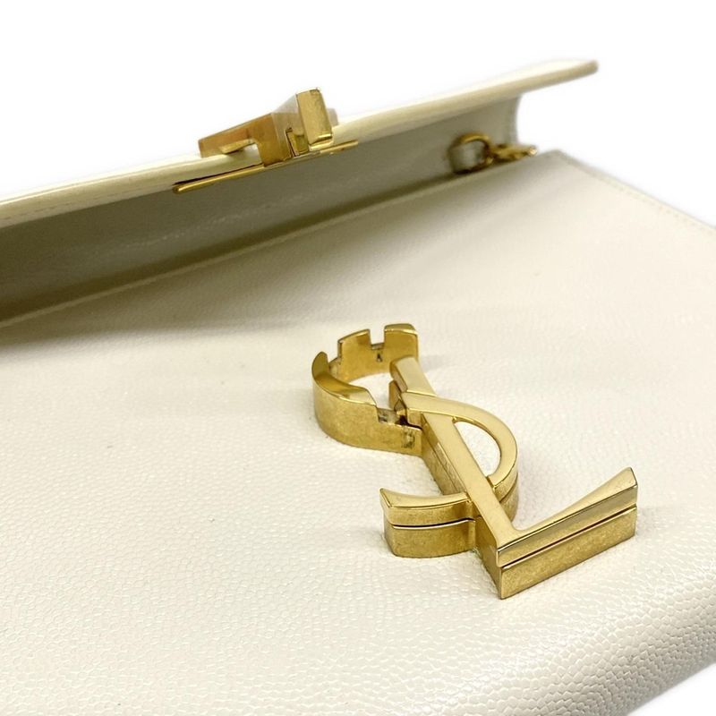 Saint Laurent Paris Wallet Cassandra Ivory Chain Shoulder Leather