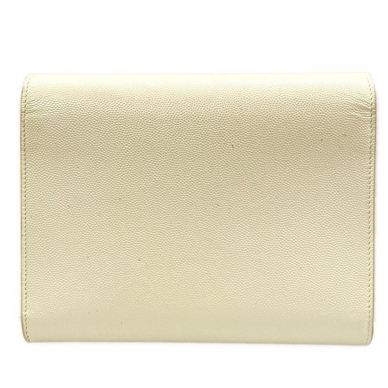 Saint Laurent Paris Wallet Cassandra Ivory Chain Shoulder Leather