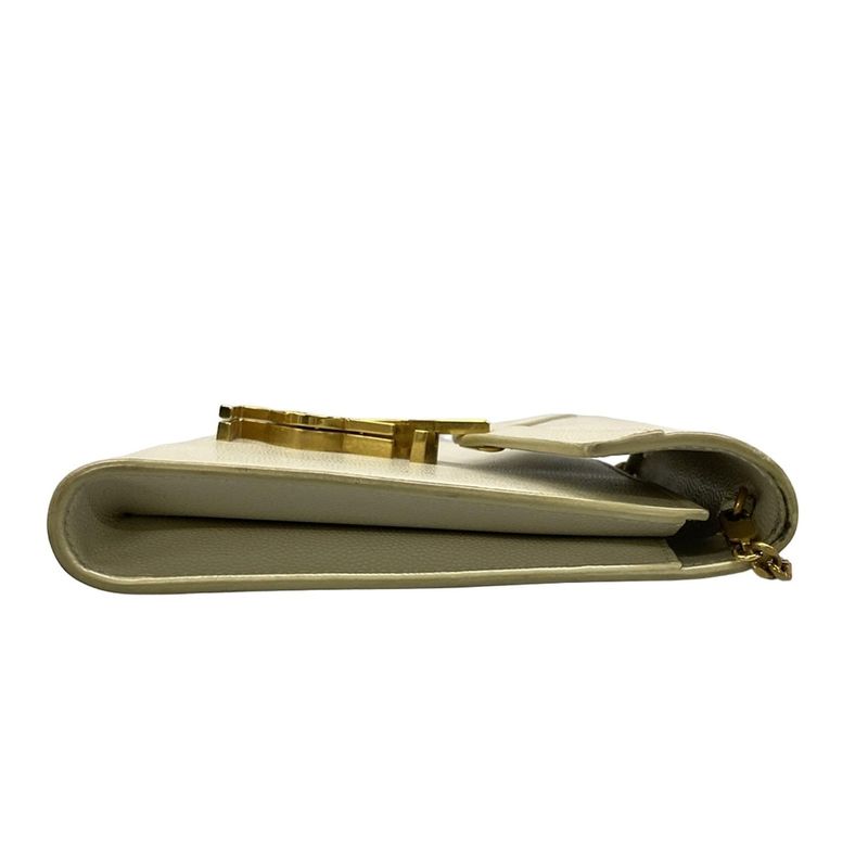 Saint Laurent Paris Wallet Cassandra Ivory Chain Shoulder Leather