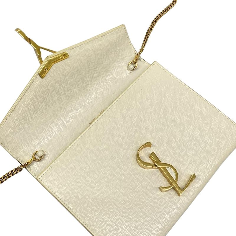Saint Laurent Paris Wallet Cassandra Ivory Chain Shoulder Leather