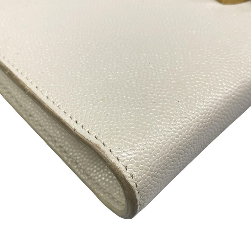 Saint Laurent Paris Wallet Cassandra Ivory Chain Shoulder Leather