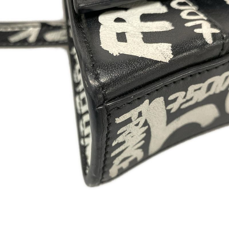 Balenciaga Waist Pouch Hourglass Black White Mini Bag Graffiti Leather