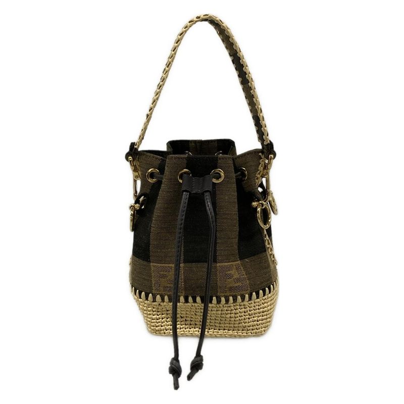 Fendi Handbag Mini Montresor Dark Brown Beige Multi