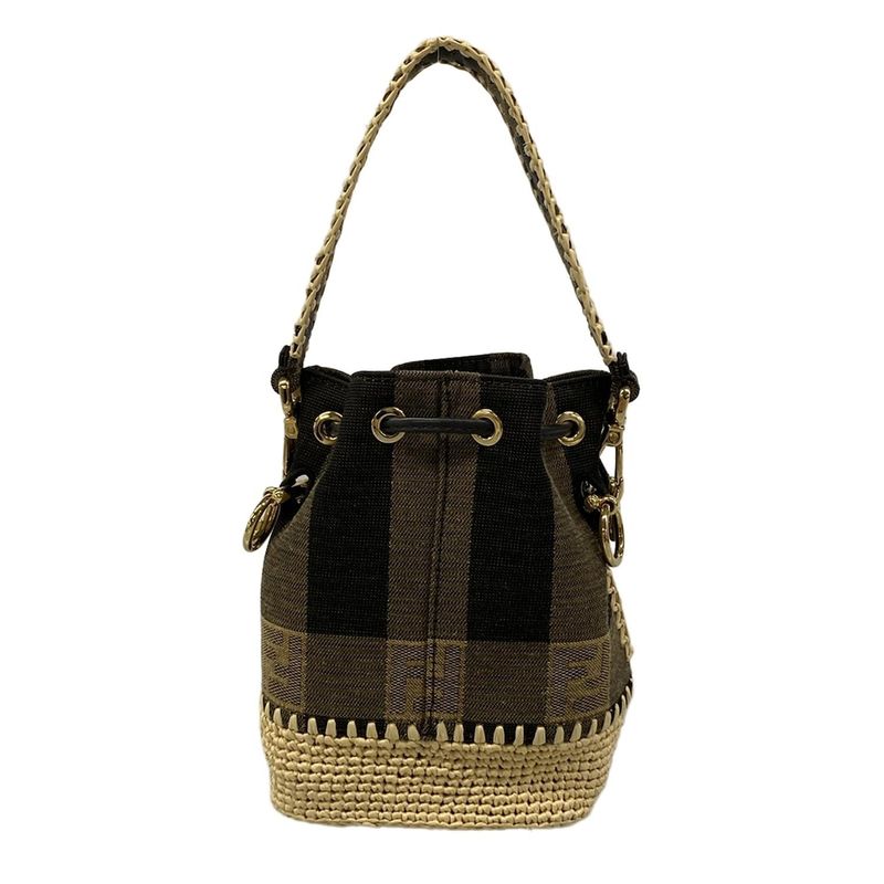 Fendi Handbag Mini Montresor Dark Brown Beige Multi