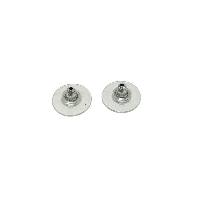 Chanel Earrings CC Logo Silver Ivory