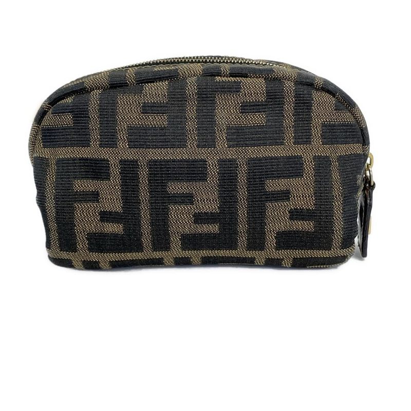 Fendi Pouch Zucca Beige Dark Brown Dark