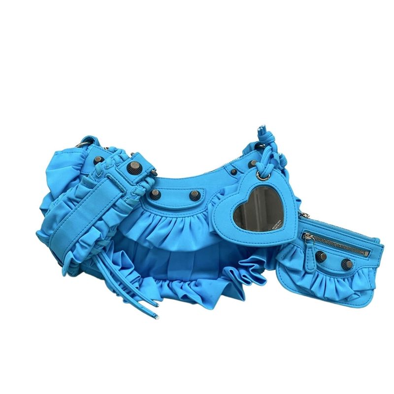 Balenciaga Shoulder Bag le Cage XS Blue Frill
