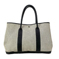 Hermes Tote Garden Party PM Ivory Black Bolduc Ribbon Pattern