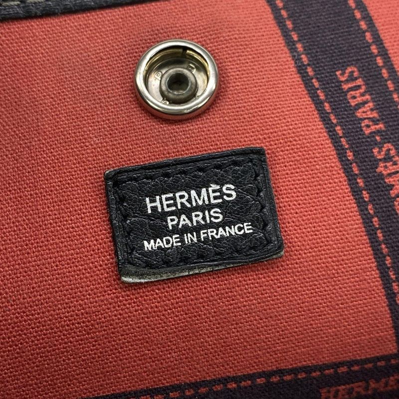 Hermes Tote Garden Party PM Ivory Black Bolduc Ribbon Pattern