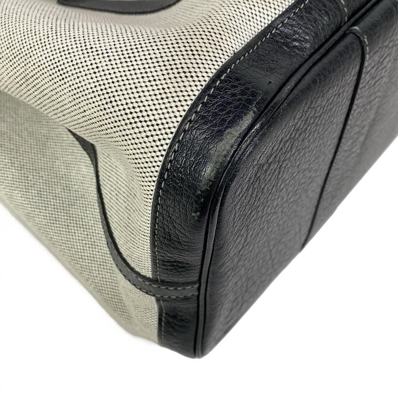 Hermes Tote Garden Party PM Ivory Black Bolduc Ribbon Pattern