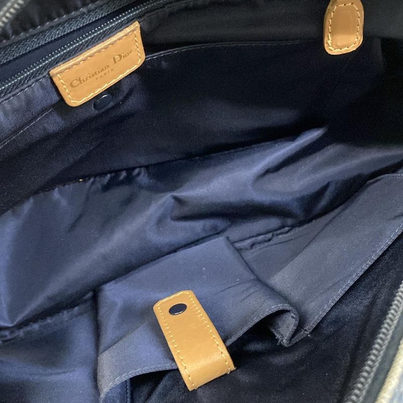 Dior Double Saddle Bag Navy Light Brown Leather X Light