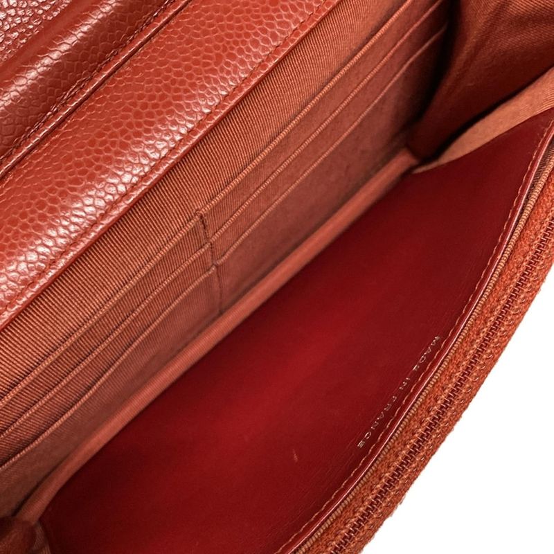 Chanel Wallet Quilted Red Chain Silver