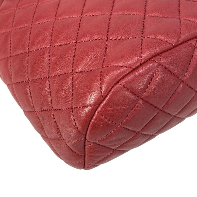 Chanel Backpack Quilted Red Gold Chain Shoulder Lambskin
