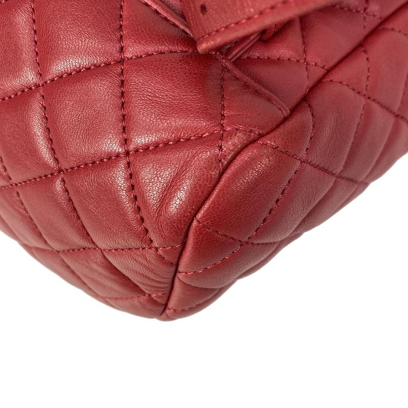 Chanel Backpack Quilted Red Gold Chain Shoulder Lambskin