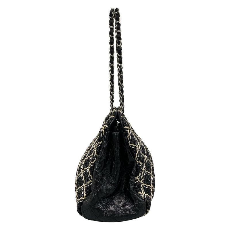 Chanel Shoulder Bag Mademoiselle Black Ivory White Chain
