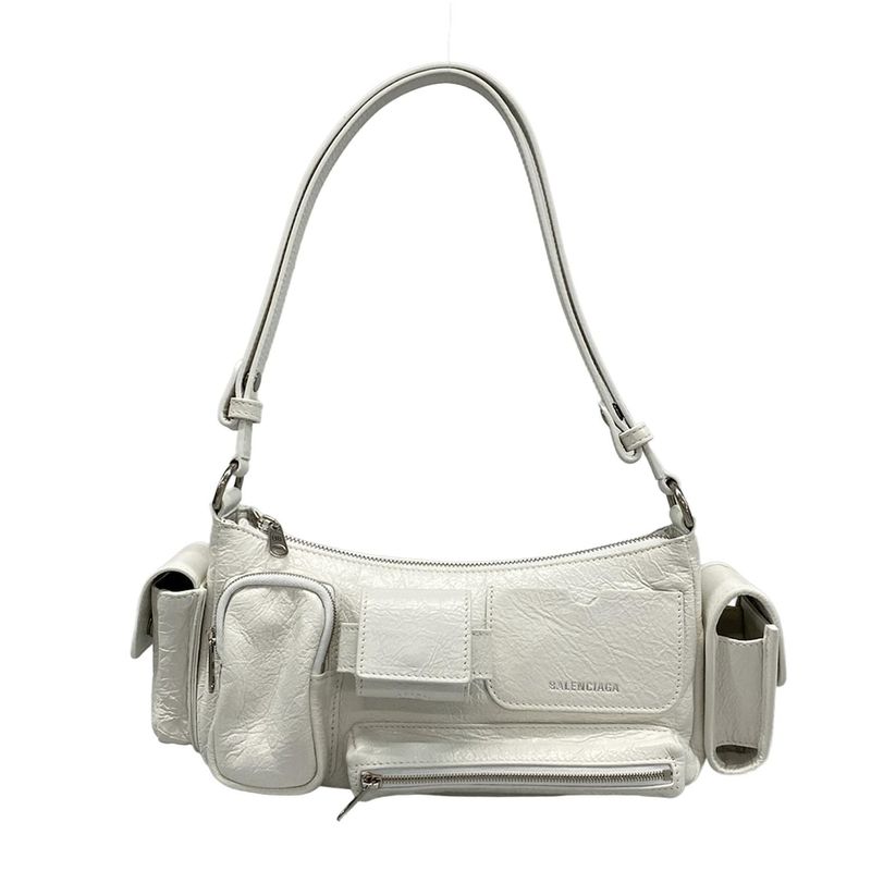 Balenciaga Shoulder Bag Super Business White Leather