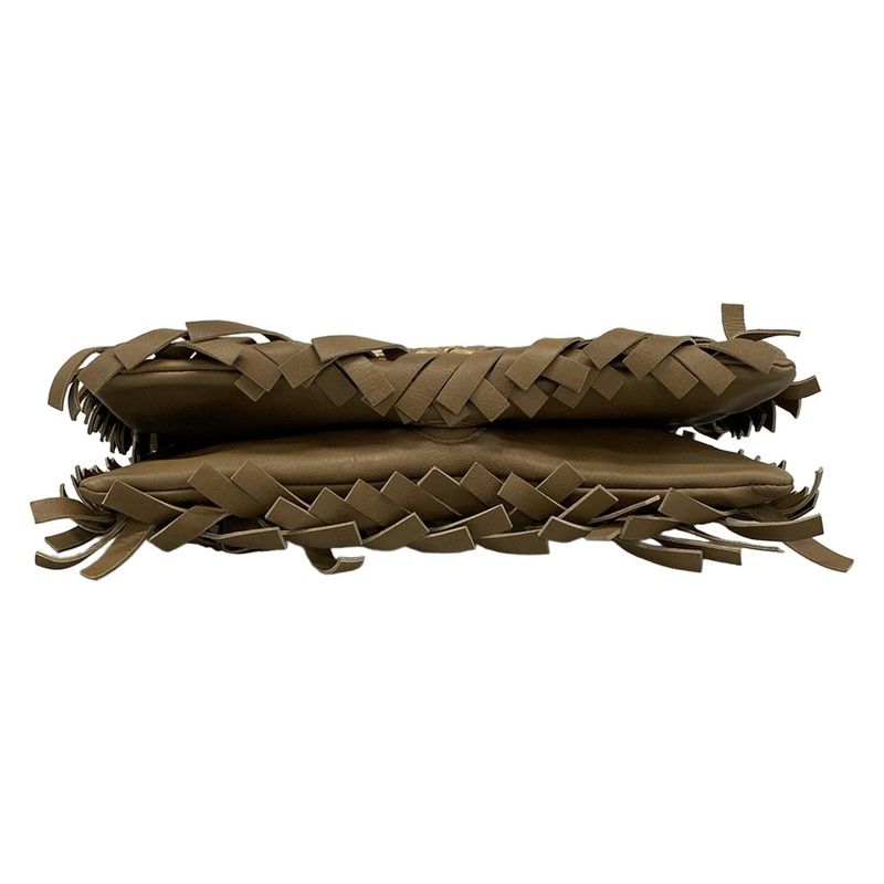 Bottega Veneta Shoulder Bag Intrecciato Brown Beige Fringe Leather