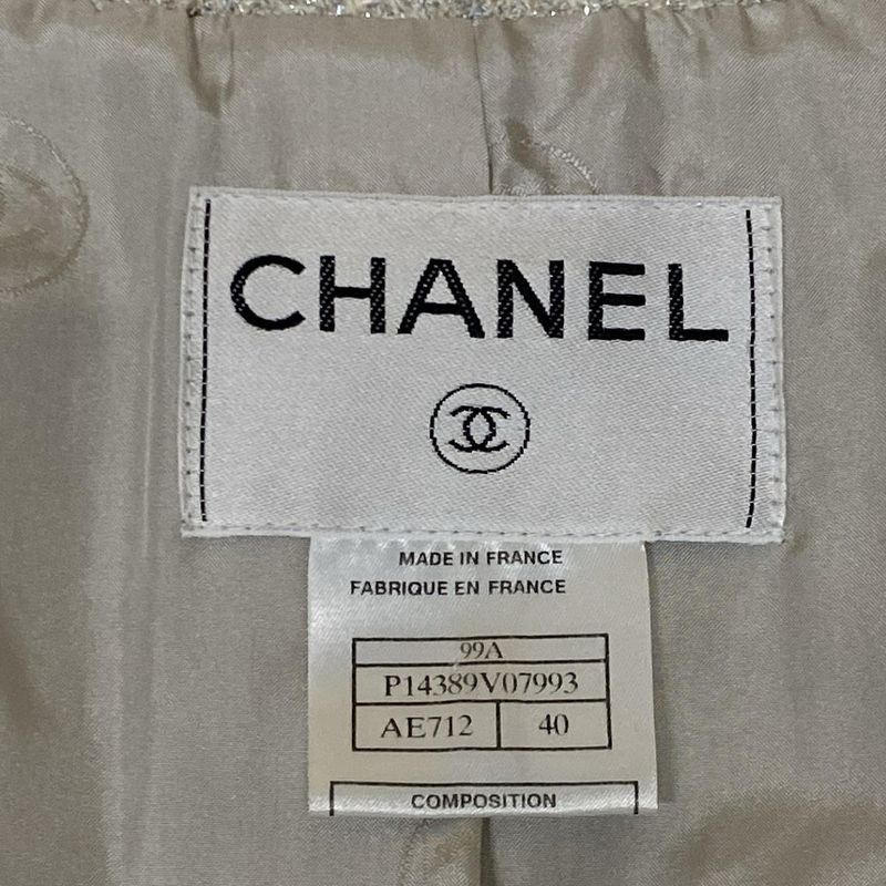 Chanel Jacket 40 M Ivory Gray Multi Long Sleeve Tweed X Multi