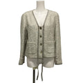 Chanel Jacket 40 M Ivory Gray Multi Long Sleeve Tweed X Multi