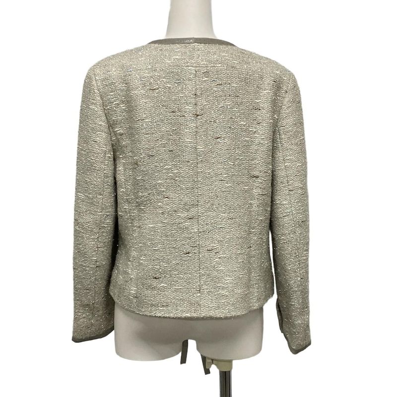 Chanel Jacket 40 M Ivory Gray Multi Long Sleeve Tweed X Multi