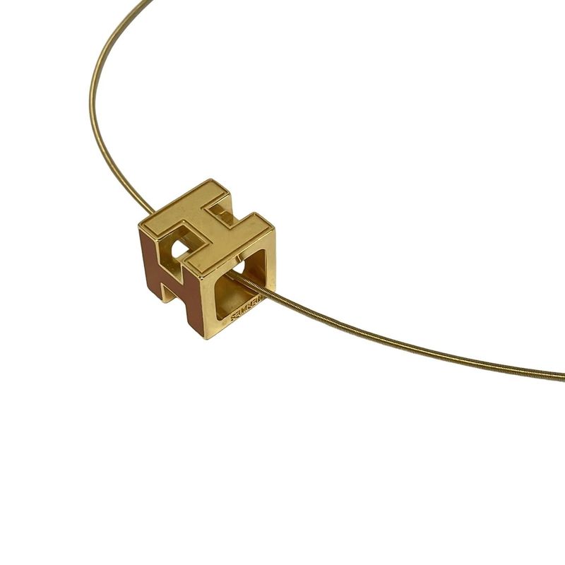 Hermes Necklace Gold Orange
