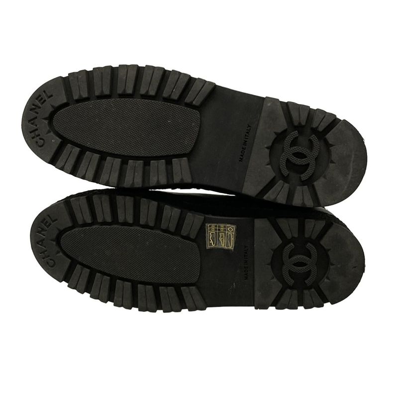 Chanel Short Boots 38 C Black Gold Side Gore Leather
