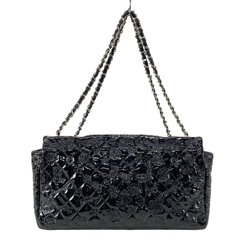 Chanel Shoulder Bag Single Flap Quilted Symbol Charm Black Chain