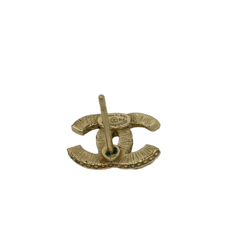 Chanel Earrings Gold Clear CC Logo