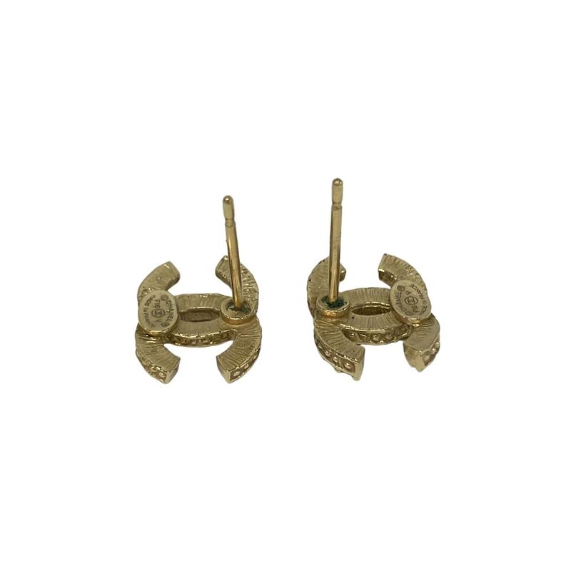 Chanel Earrings Gold Clear CC Logo