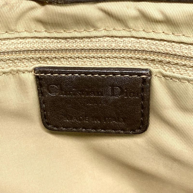 Dior Handbag Street Chic Trotter Beige Dark Brown Leather X Dark