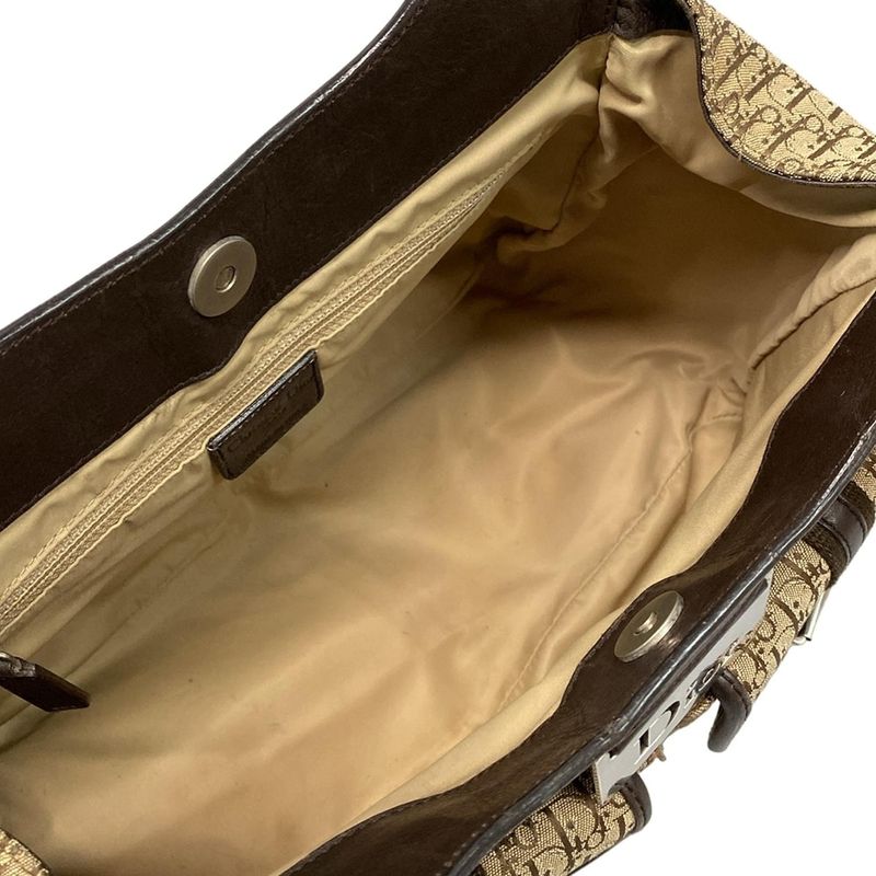 Dior Handbag Street Chic Trotter Beige Dark Brown Leather X Dark