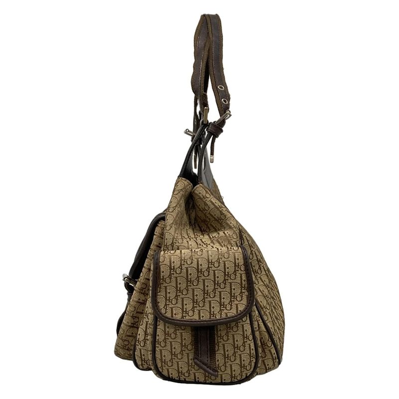 Dior Handbag Street Chic Trotter Beige Dark Brown Leather X Dark