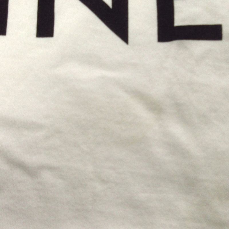 Celine Short Sleeve T-Shirt L White Black Crew Neck Logo