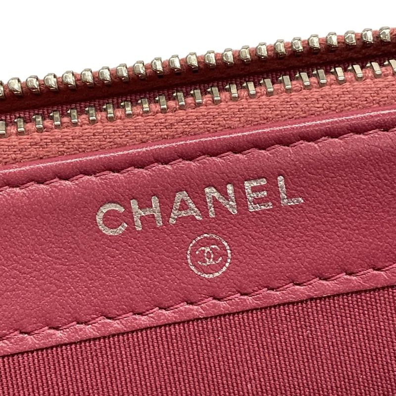 Chanel Shoulder Bag Camellia Pink Chain Silver Lambskin