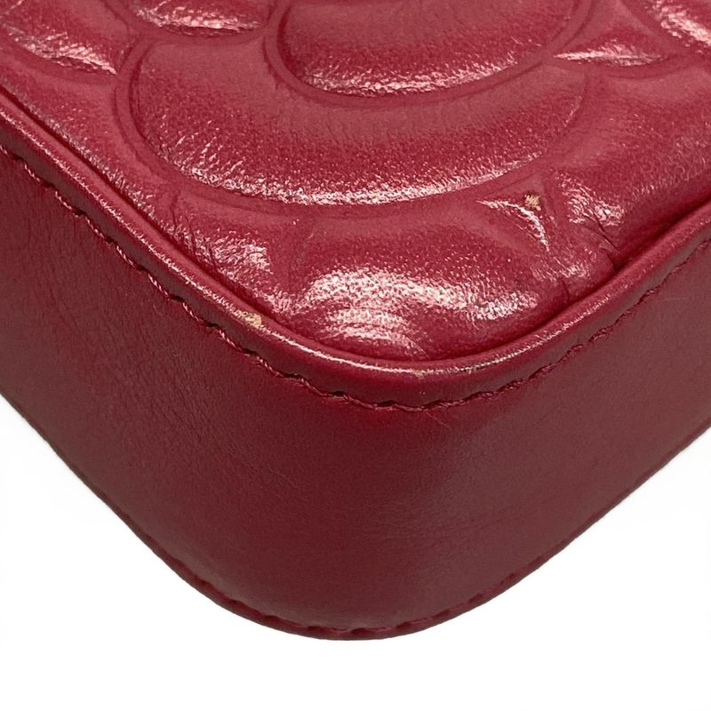 Chanel Shoulder Bag Camellia Pink Chain Silver Lambskin