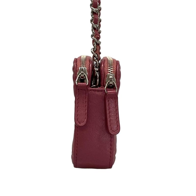 Chanel Shoulder Bag Camellia Pink Chain Silver Lambskin