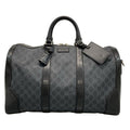 Gucci Boston Bag GG Supreme Carry on Duffel Black Gray Leather