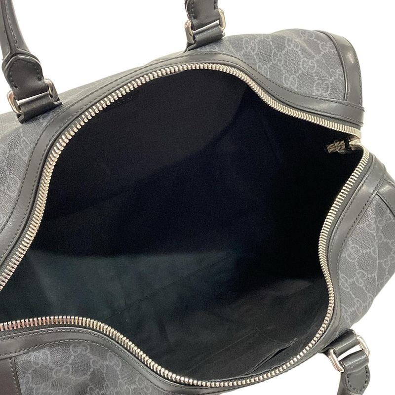 Gucci Boston Bag GG Supreme Carry on Duffel Black Gray Leather