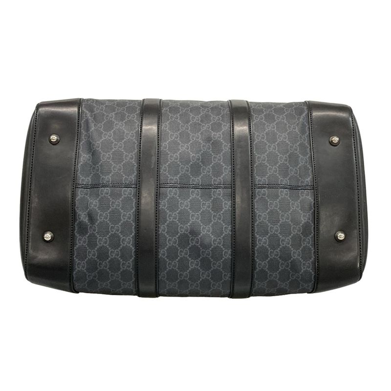Gucci Boston Bag GG Supreme Carry on Duffel Black Gray Leather
