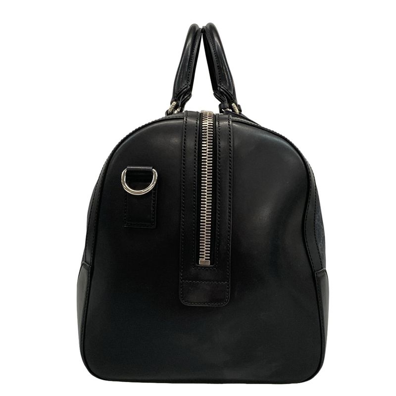 Gucci Boston Bag GG Supreme Carry on Duffel Black Gray Leather